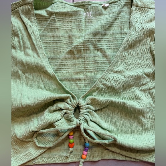 PacSun Green Textured Crop Top with Tie Front  
- PacCares Keyhole T-Shirt - Picture 7 of 8